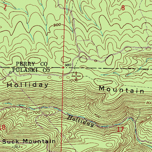 Topographic Map of Holliday Mountain, AR