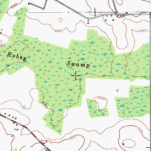 Topographic Map of Robey Swamp, KY