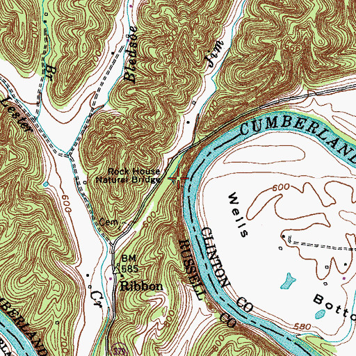 Topographic Map of Rock House Natural Bridge, KY