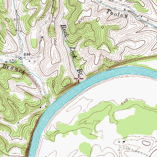 Topographic Map of Rock Lick Branch, KY