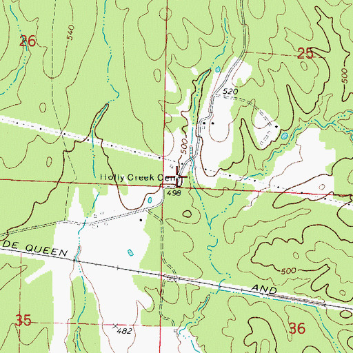 Topographic Map of Holly Creek Cemetery, AR