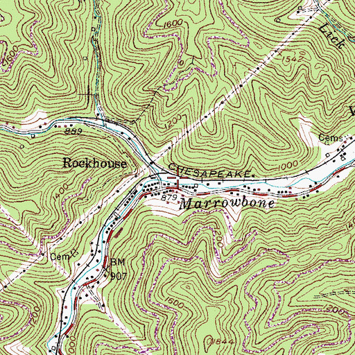 Topographic Map of Rockhouse Creek, KY