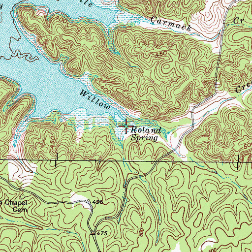 Topographic Map of Roland Spring, KY