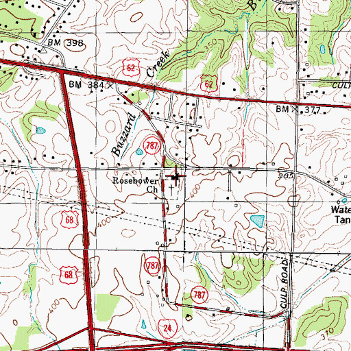 Topographic Map of Rosebowler Church, KY