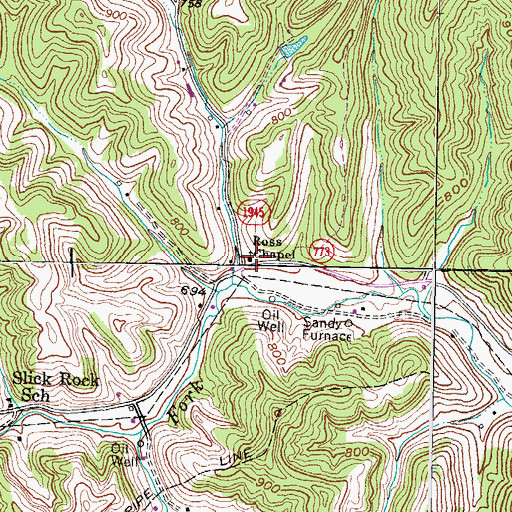 Topographic Map of J D Ross Chapel, KY