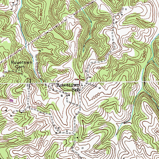 Topographic Map of Rowetown School, KY
