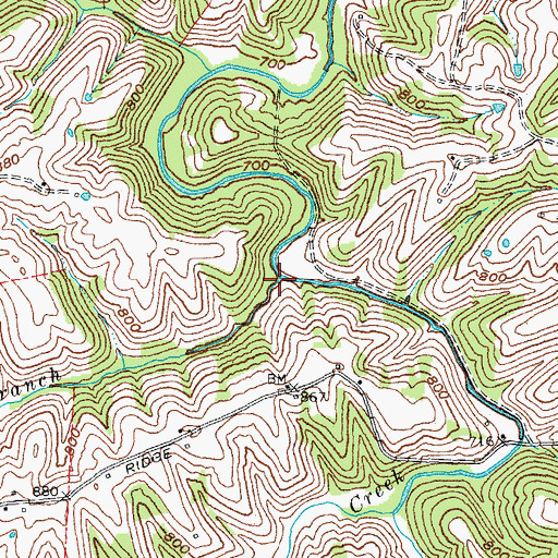 Topographic Map of Rudder Branch, KY
