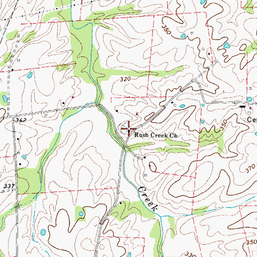 Topographic Map of Rush Creek Church, KY