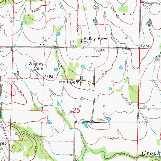 Topographic Map of Holt Cemetery, AR