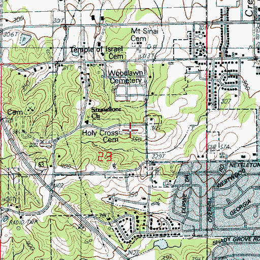 Topographic Map of Holy Cross Cemetery, AR