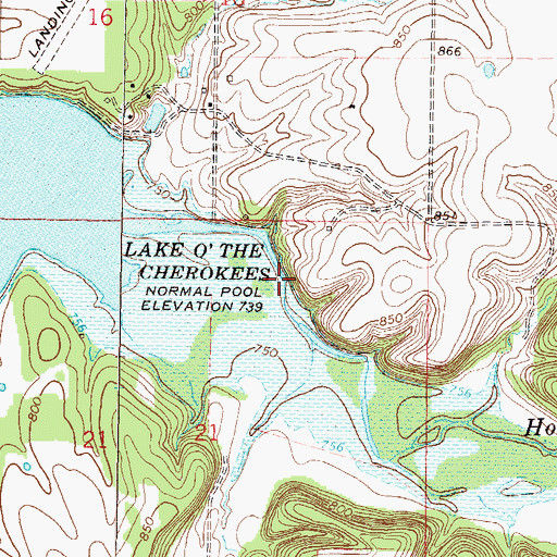 Topographic Map of Honey Creek, OK