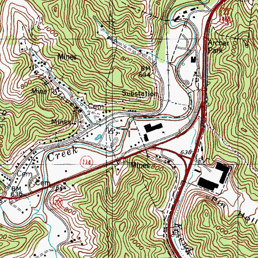 Topographic Map of Sally Stevens Branch, KY