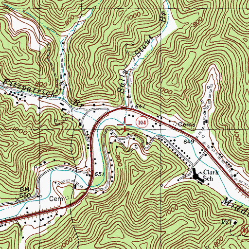 Topographic Map of Sally Stout Branch, KY
