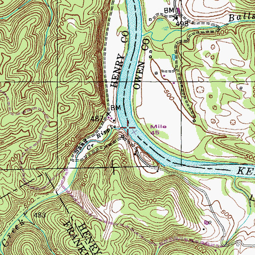 Topographic Map of Sand Ripple Creek, KY