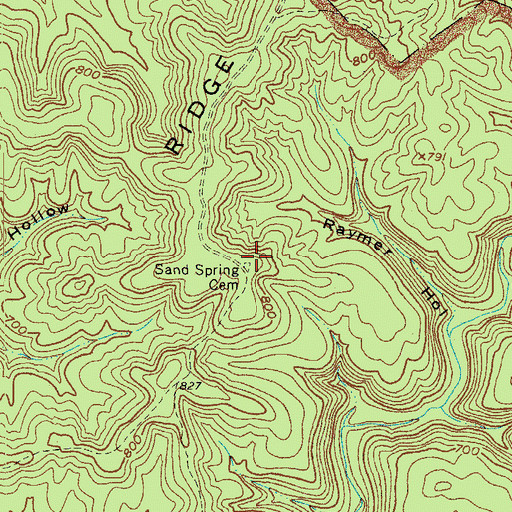 Topographic Map of Sand Spring Cemetery, KY