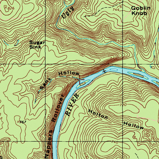 Topographic Map of Sank Hollow, KY