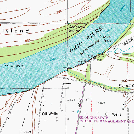 Topographic Map of Saurer Slough, KY