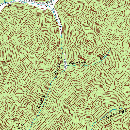 Topographic Map of Saylor Branch, KY