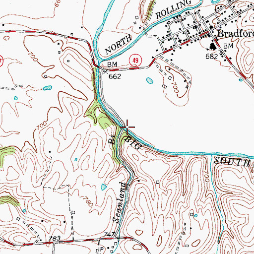Topographic Map of Scanland Branch, KY