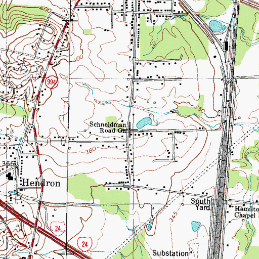 Topographic Map of Schneidman Road Church, KY