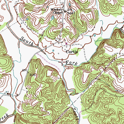 Topographic Map of Scott Branch, KY