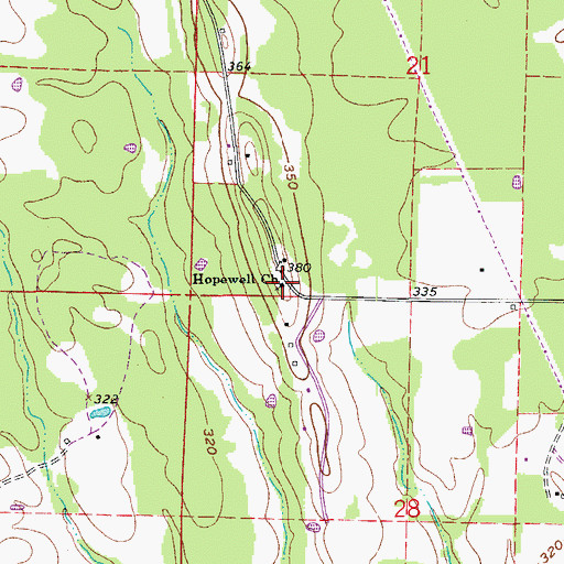 Topographic Map of Hopewell Church, AR