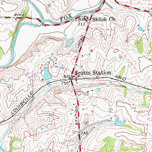 Topographic Map of Scotts Station, KY