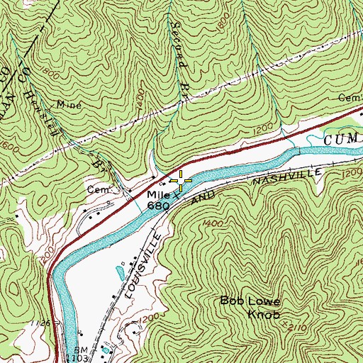 Topographic Map of Second Branch, KY