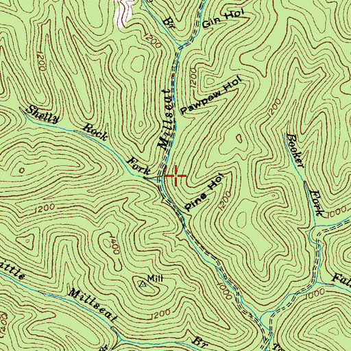Topographic Map of Shelly Rock Fork, KY