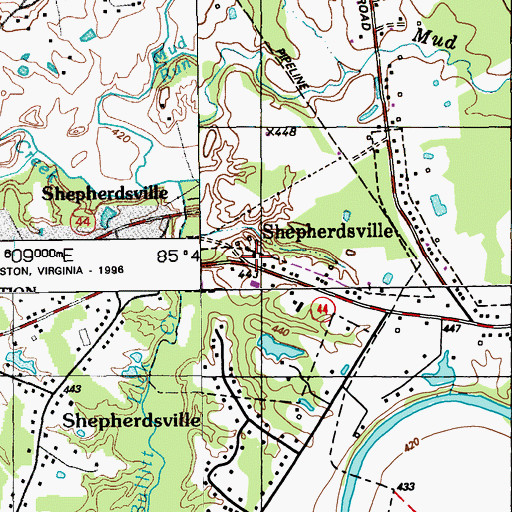 Topographic Map of Shepherdsville Church, KY