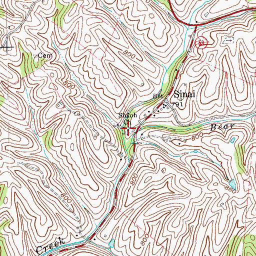 Topographic Map of Shiloh Church, KY
