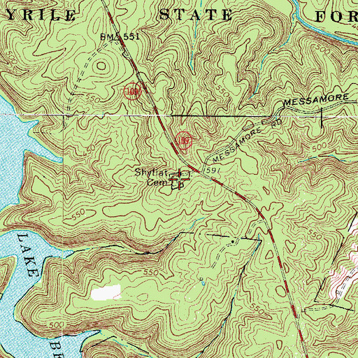 Topographic Map of Shyflat Cemetery, KY