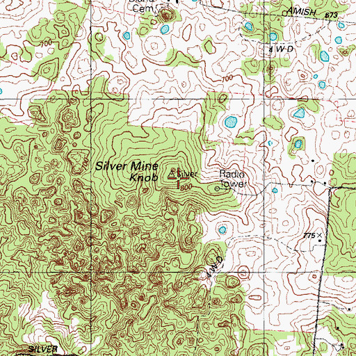 Topographic Map of Silver Mine Knob, KY