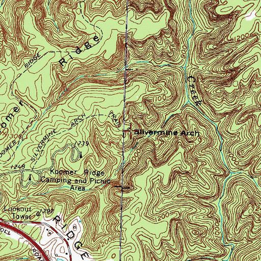 Topographic Map of Silvermine Arch, KY