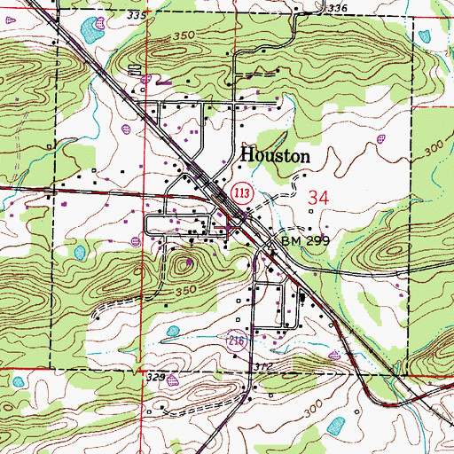 Topographic Map of Houston, AR