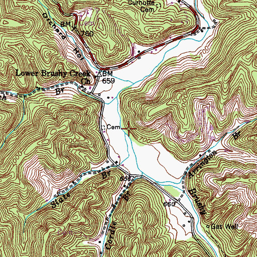 Topographic Map of Slate Branch, KY