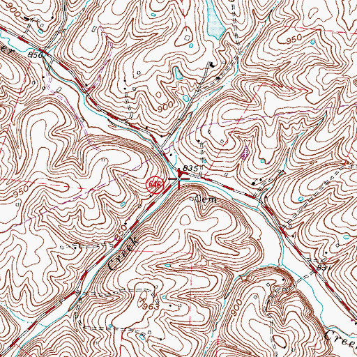 Topographic Map of Sledd Creek, KY