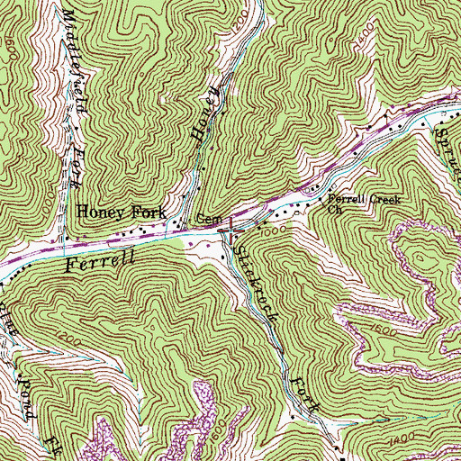 Topographic Map of Slickrock Fork, KY