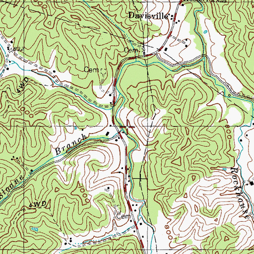 Topographic Map of Sloane Branch, KY