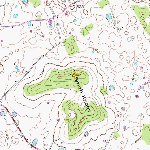 Topographic Map of Smith Knobs, KY