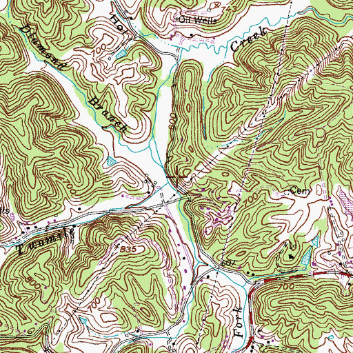 Topographic Map of Smoky Valley Fork, KY