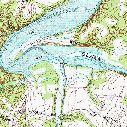 Topographic Map of Snake Creek, KY