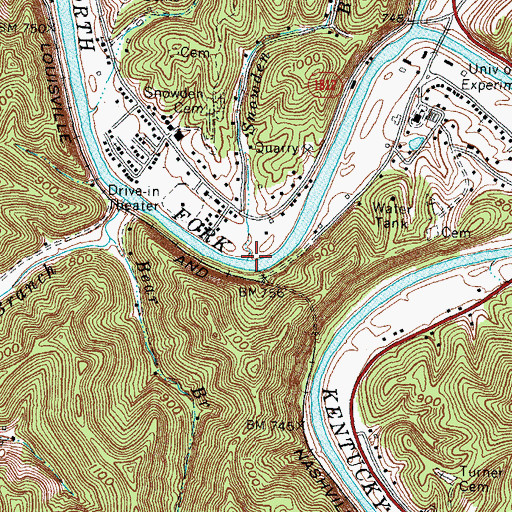 Topographic Map of Snowden Branch, KY