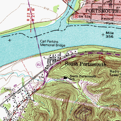 Topographic Map of South Portsmouth, KY