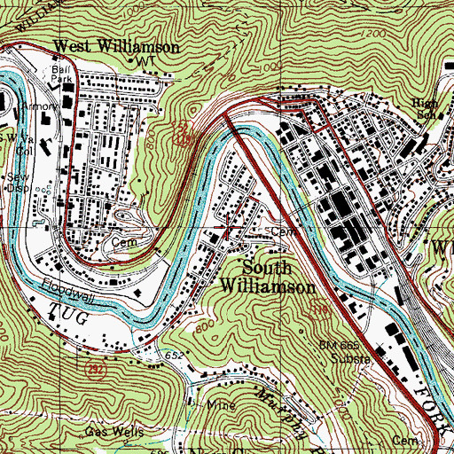 Topographic Map of South Williamson, KY