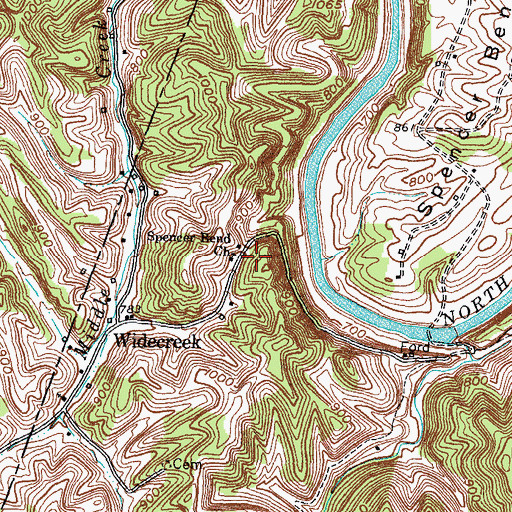 Topographic Map of Spencer Bend Church, KY