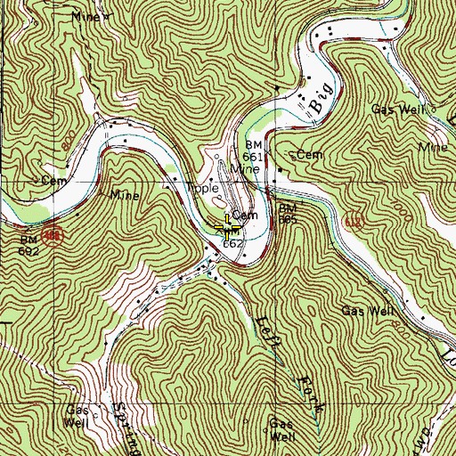 Topographic Map of Spring Branch, KY