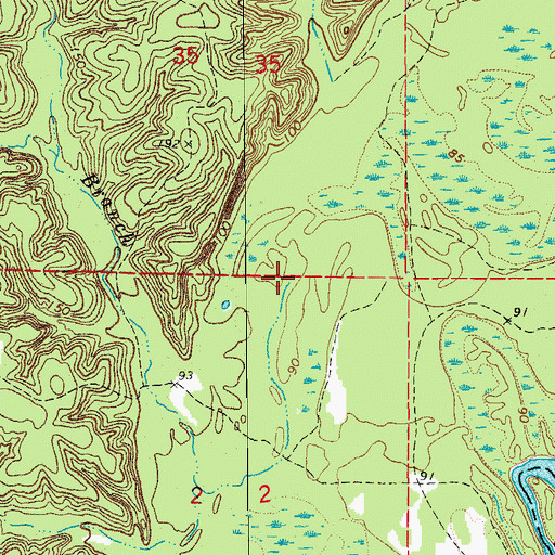 Topographic Map of Hunt Branch, AR