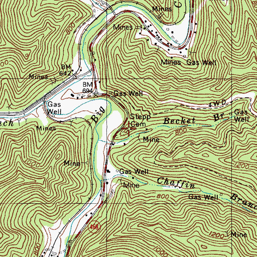 Topographic Map of Stepp-Vance, KY