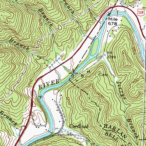 Topographic Map of Stillhouse Branch, KY